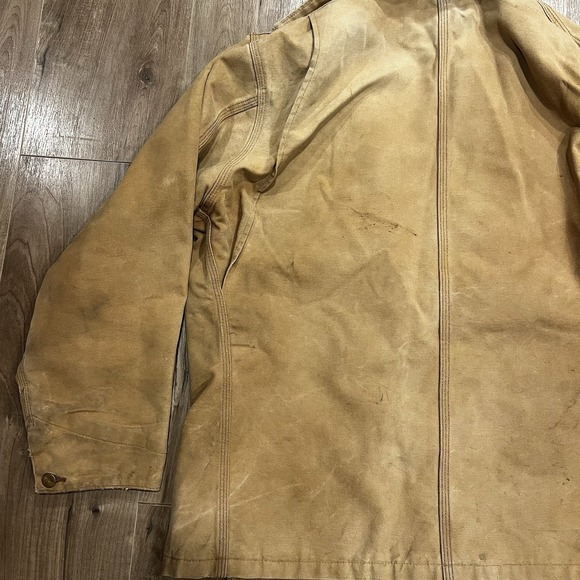 VTG Carhartt‎ Chore Coat XL Duck Canvas Jacket Quilt Lined Thrashed  Workwear - Picture 11 of 12